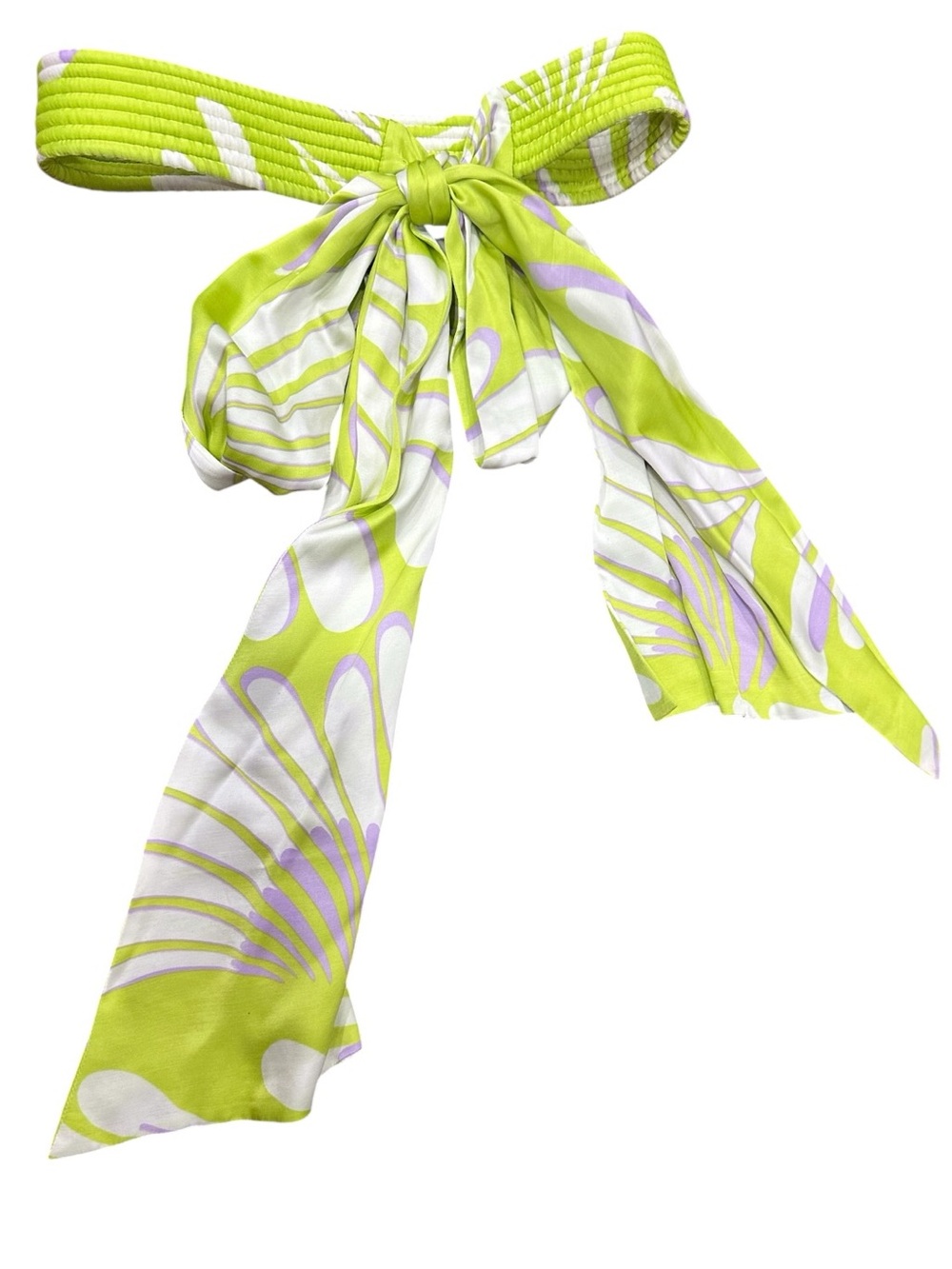 Alexis Karine Mini Wrap Dress Bliss Lime Green Abstract Floral Satin Size S $396 - Picture 9 of 16